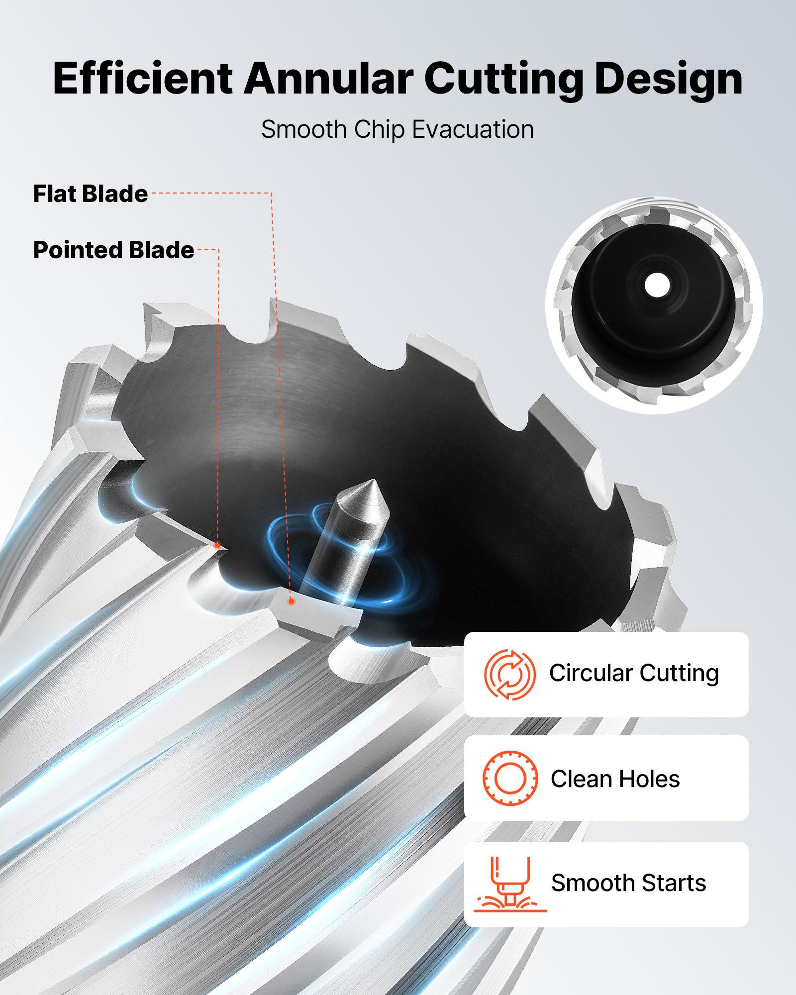 VEVOR Annular Cutter Set, 8 pcs Weldon Shank Mag Drill Bits Kit, 2" Cutting Depth, 7/8" to 2" Cutting Diameter, HSS, 6 Drill Bits with 2 Pilot Pins, Plastic Case, for Magnetic Drills, Steel, Aluminum