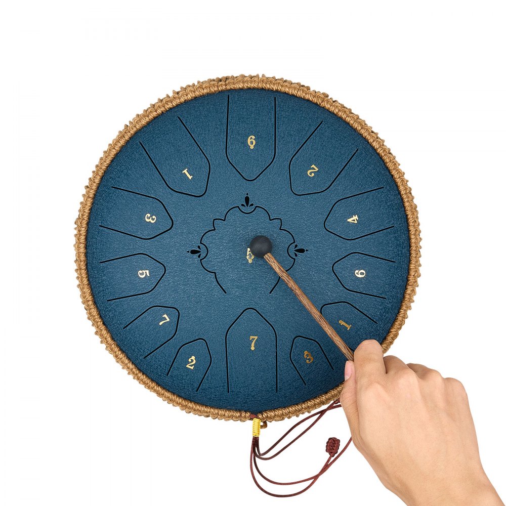 VEVOR Tongue Drum, Ø305 mm, 13 tonen, Rain Drum, C majeur, met muziekboek en stokken, percussie-instrument voor meditatie, yoga en muziekonderwijs voor beginners, Steel Tongue Drum, marineblauw