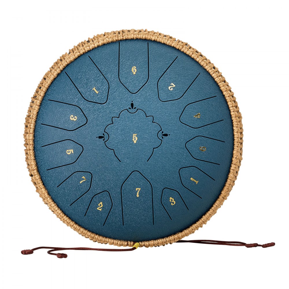 VEVOR Tongue Drum, Ø305 mm, 13 tonen, Rain Drum, C majeur, met muziekboek en stokken, percussie-instrument voor meditatie, yoga en muziekonderwijs voor beginners, Steel Tongue Drum, marineblauw