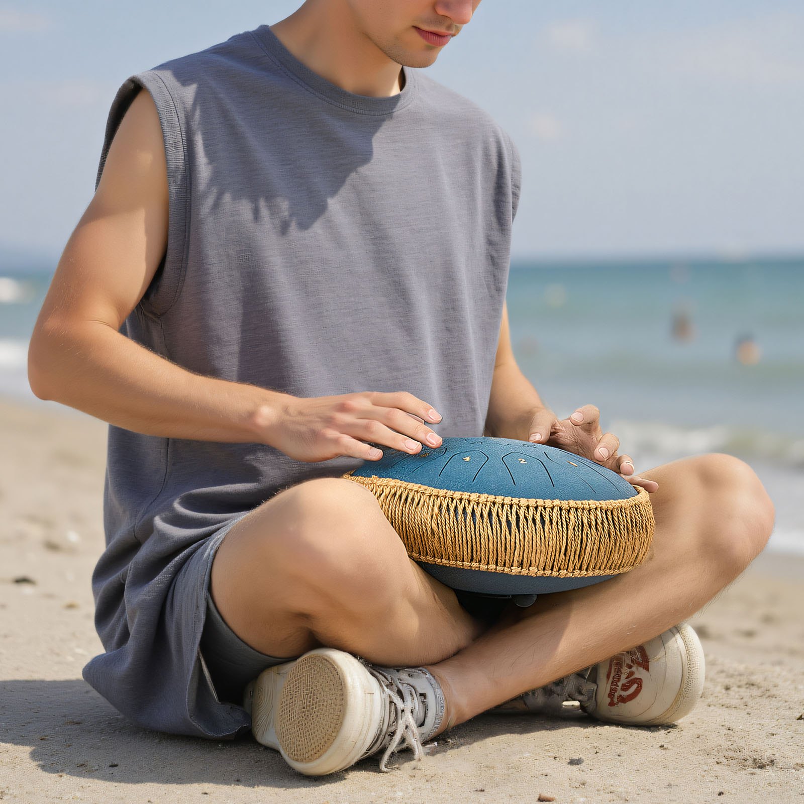 VEVOR Tongue Drum, Ø305 mm, 13 tonen, Rain Drum, C majeur, met muziekboek en stokken, percussie-instrument voor meditatie, yoga en muziekonderwijs voor beginners, Steel Tongue Drum, marineblauw