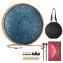 VEVOR Tongue Drum, 33 cm 15-toetsen Rain Drum, C Majeur Muzikale Drums met Muziekboek & Mallets, Stalen Tongue Drum voor Meditatie, Yoga, Muzikale Educatie voor Beginners, Marineblauw