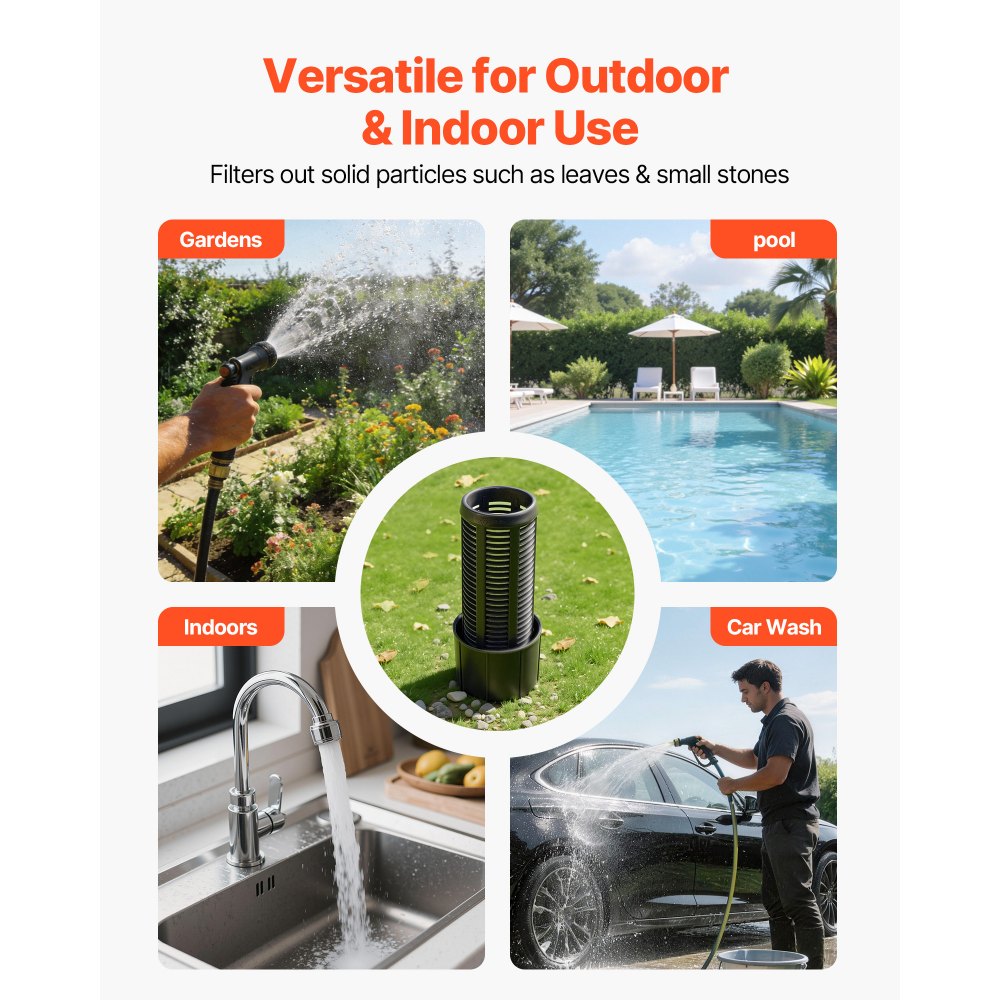 VEVOR Huishoudelijk Waterleidingsysteem 1100 W, 5300 l/u Jetpomp met 19 l drukvat, 51 m opvoerhoogte, incl. filter, terugslagklep en kunststof pompkop, voor automatische tuinirrigatie en huishoudelijke watervoorziening.