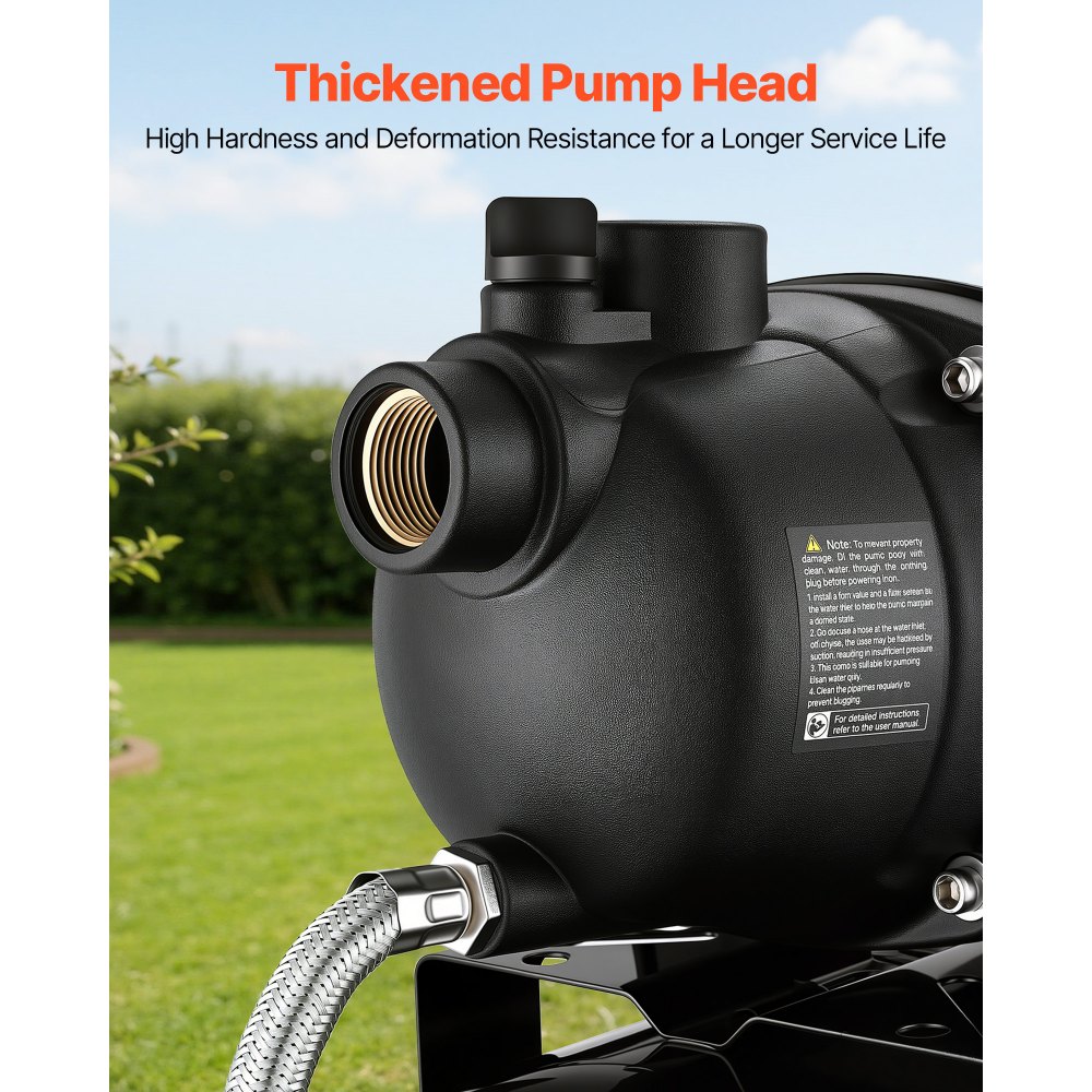 VEVOR wateraanvoersysteem voor huishoudelijk gebruik met drukvat van 19 liter, tuinpomp van 3750 l/u, zwart. Ideaal voor watervoorziening in huis en tuinirrigatie met drukschakelaar (1,4–2,8 bar), manometer, opvoerhoogte van 39 m en IPX4-beschermingsklasse.