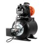 VEVOR Huishoudelijk Waterleidingsysteem 735 W, 3750 l/u Jetpomp met 19 l drukvat, 45 m opvoerhoogte, incl. automatisch watertoevoersysteem en gietijzeren pompkop, voor tuinirrigatie en huishoudelijk watergebruik.