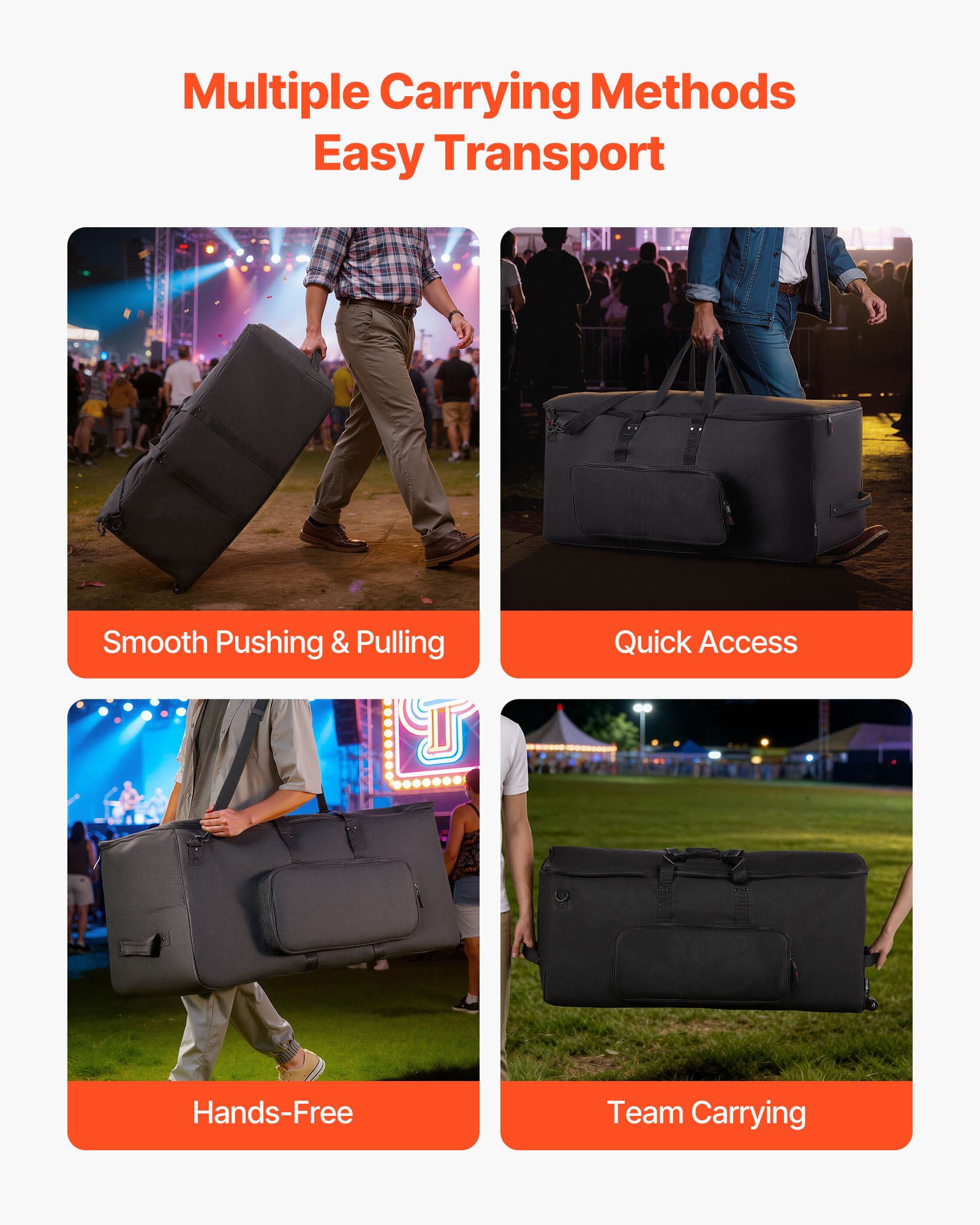VEVOR Drum Bag, Drummer Hardware Bag, 1010x510x440 mm, met 6 uitneembare tussenschotten, wielen en 3 buitenvakken, waterafstotend en gevoerd, veilig transport van apparatuur en instrumenten.