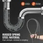 VEVOR Ontstoppingsspiraal 30 m x 19 mm, Stalen Ontstoppingsspiraal met 4 snijmessen voor buizen van 100 tot 200 mm, Ontstoppingsspiraal met binnenkern voor gootsteen, vloerafvoer, toilet