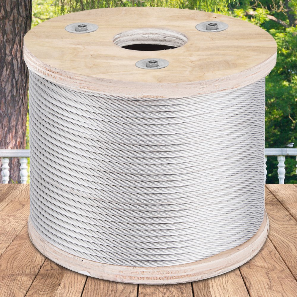 VEVOR 304 roestvrijstalen kabel 3/16 inch 7 x 19 staaldraadkabel 250 voet staalkabel voor leuningen, vlonders en doe-het-zelf balustrades