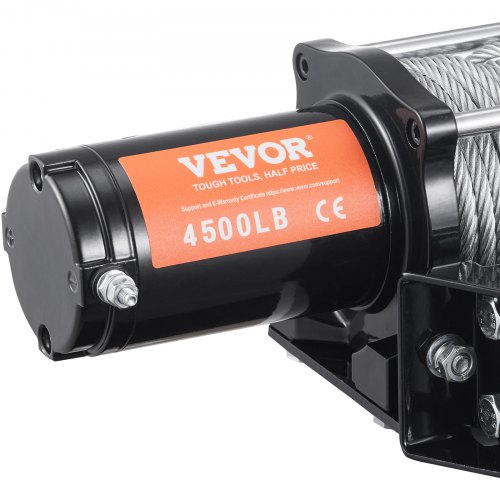 VEVOR Elektrische Lier 12V 4500lbs/2041kg Offroad Motor Lierkabel Elektrische Lier Staalkabel met bedrade afstandsbediening Zwart Ideaal voor middelgrote grote SUV's, vrachtwagens en zelfs jachten