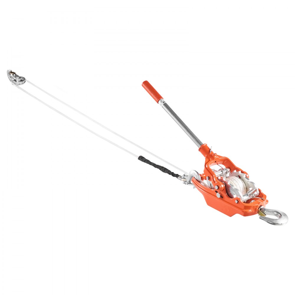 VEVOR handlier met een hefvermogen van 3 ton, handgetrokken handgreep van gegoten staal met 2 veiligheidshaken, 10,6 m polyesterkabel, handvat en 2 ratels, terugstroombeveiliging voor werkplaats, garage en aanhanger.