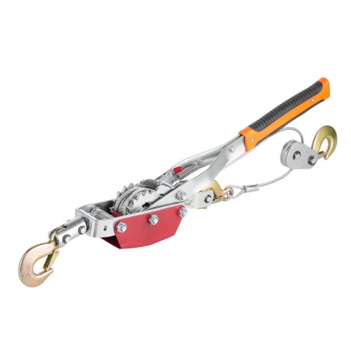 VEVOR 4 ton (8.818 lbs) trekkrachtlier met 10 voet stalen kabel en 3 haken, zware rateltrekker met dubbele tandwielen, autotakelkabeltrekker, ideaal voor voertuigredding