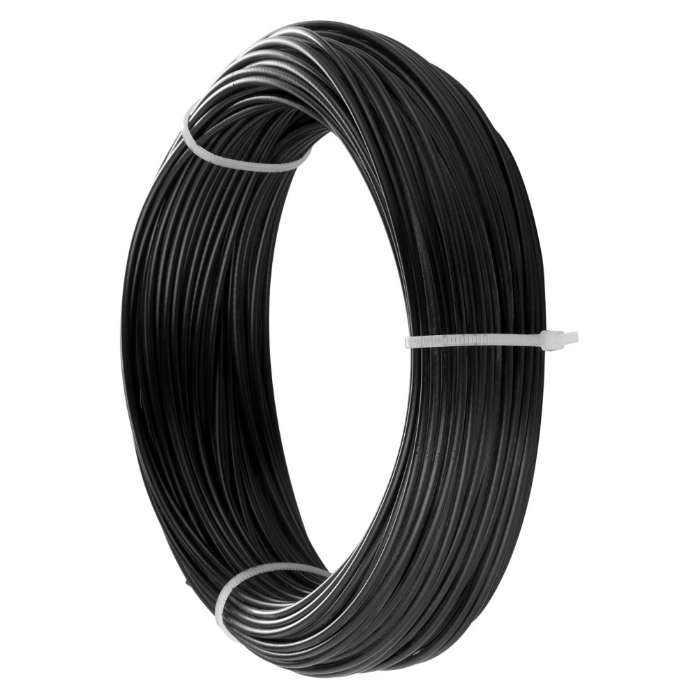 VEVOR Vinyl Coated Wire Rope Kit, 3/32 Cable Through 1/16 Diameter Stainless Steel, 7x7 Strands Construction with 189 Accessories for String Lights, Clothesline, Vine, 164 ft Black