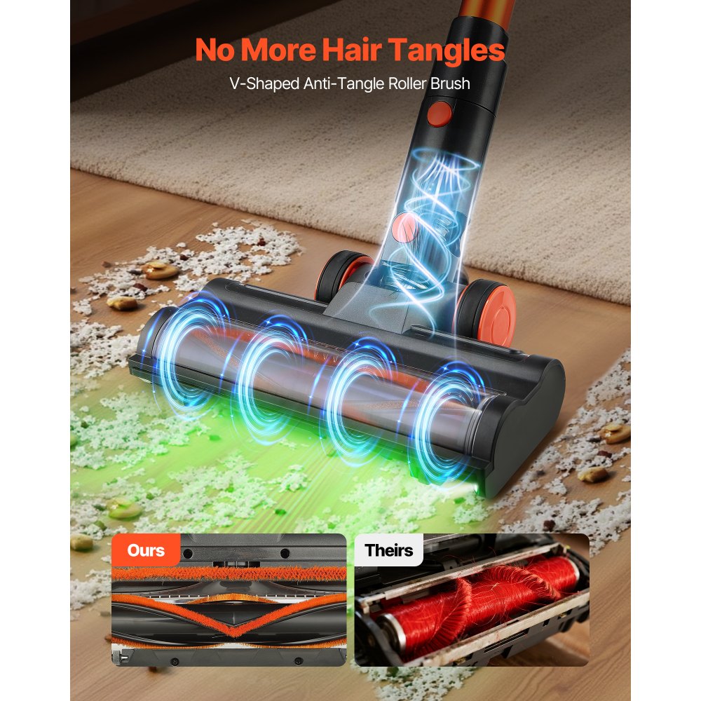 VEVOR Draadloze stofzuiger 40 kPa max. zuigkracht, oplaadbare steelstofzuiger met stofbak en led-display, handstofzuiger met 47 min. gebruiksduur voor tapijten, dierenharen en harde vloeren