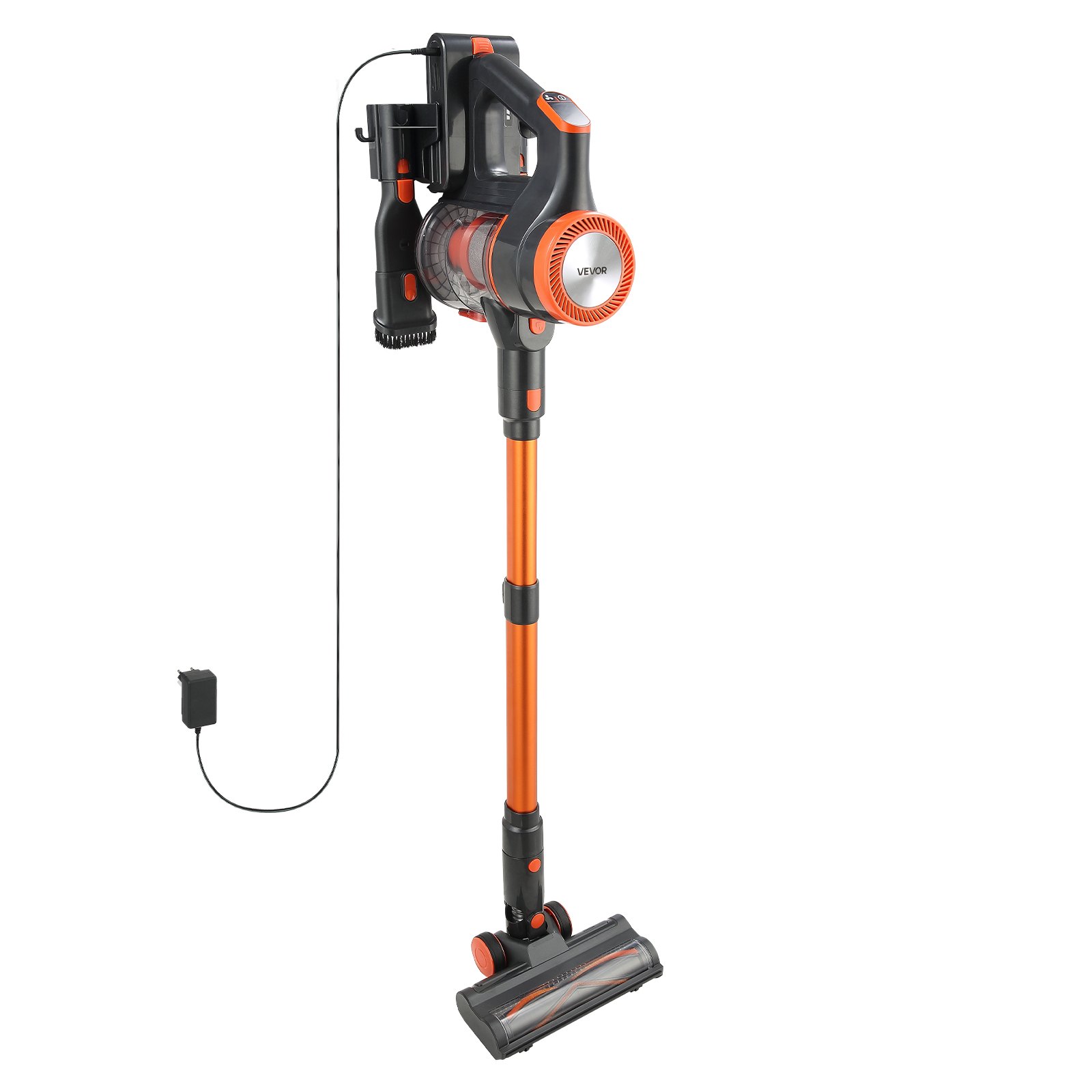 VEVOR Draadloze stofzuiger 40 kPa max. zuigkracht, oplaadbare steelstofzuiger met stofbak en led-display, handstofzuiger met 47 min. gebruiksduur voor tapijten, dierenharen en harde vloeren