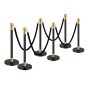 VEVOR Stanchion Post, 6 Pcs Crowd Control Barrier with 4 Black Velvet Ropes, 5 ft Stainless Steel Stanchion Post Queue with Sand Injection Hollow Base for Theater, Party, Wedding, Exhibition, Black