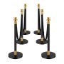 VEVOR Stanchion Post, 6 Pcs Crowd Control Barrier with 4 Black Velvet Ropes, 5 ft Stainless Steel Stanchion Post Queue with Sand Injection Hollow Base for Theater, Party, Wedding, Exhibition, Black