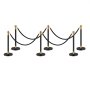 VEVOR Stanchion Post, 6 Pcs Crowd Control Barrier with 4 Black Velvet Ropes, 5 ft Stainless Steel Stanchion Post Queue with Sand Injection Hollow Base for Theater, Party, Wedding, Exhibition, Black