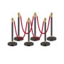 VEVOR Drijvende barrière (6 stuks) met 4 rode fluwelen touwen (1,5 m lang), roestvrijstalen drangende barrière met navulbare voet voor tentoonstellingen, zwart