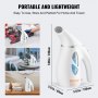 VEVOR Portable Steamer Steam Iron 900W Travel Iron 180ml Max Useful Capacity, Steamer No Ironing Board Required, White Steamer with Anti-Heat Gloves & 145.76cm Cord