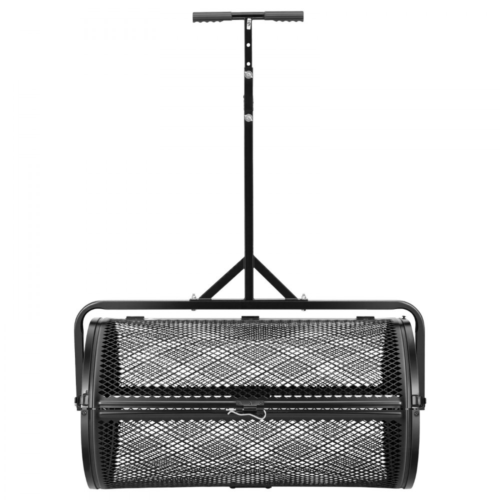 VEVOR Compoststrooier 116 L, 91 cm Turfstrooier met duw-/trekhendel, turfstrooier, in 4 standen in hoogte verstelbaar, gepoedercoat stalen compostrol, meststrooier voor planten en zaaien, zwart