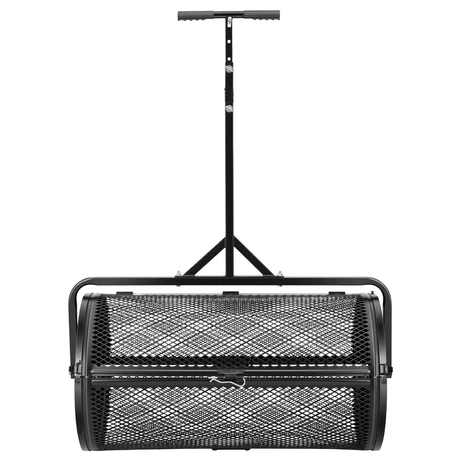 VEVOR Compoststrooier 116 L, 91 cm Turfstrooier met duw-/trekhendel, turfstrooier, in 4 standen in hoogte verstelbaar, gepoedercoat stalen compostrol, meststrooier voor planten en zaaien, zwart