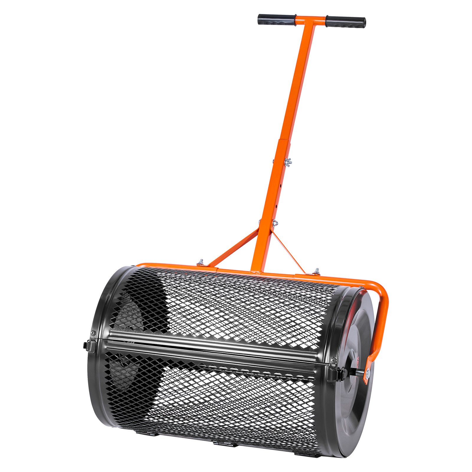 VEVOR Zaadstrooier, 67 cm brede compoststrooier met T-handvat, turfstrooier, in 3 hoogtes verstelbaar, gepoedercoat stalen tuinstrooier, robuuste kunstmeststrooier voor planten en zaaien