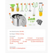 VEVOR 11-delige inmaakset, roestvrijstalen waterbad-inmaakaccessoires voor beginners