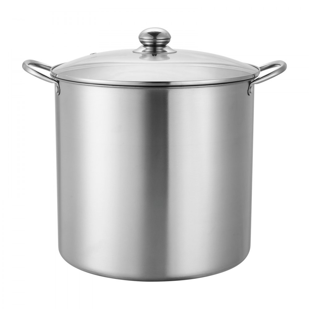 VEVOR 21 QT Canning Pot with Rack and Lid, Stainless Steel Waterbath Canner with Dual Handle and Glass Lid, Compatible with All Cooktops: Induction, Gas, Electric, Glass, Ceramic, Halogen