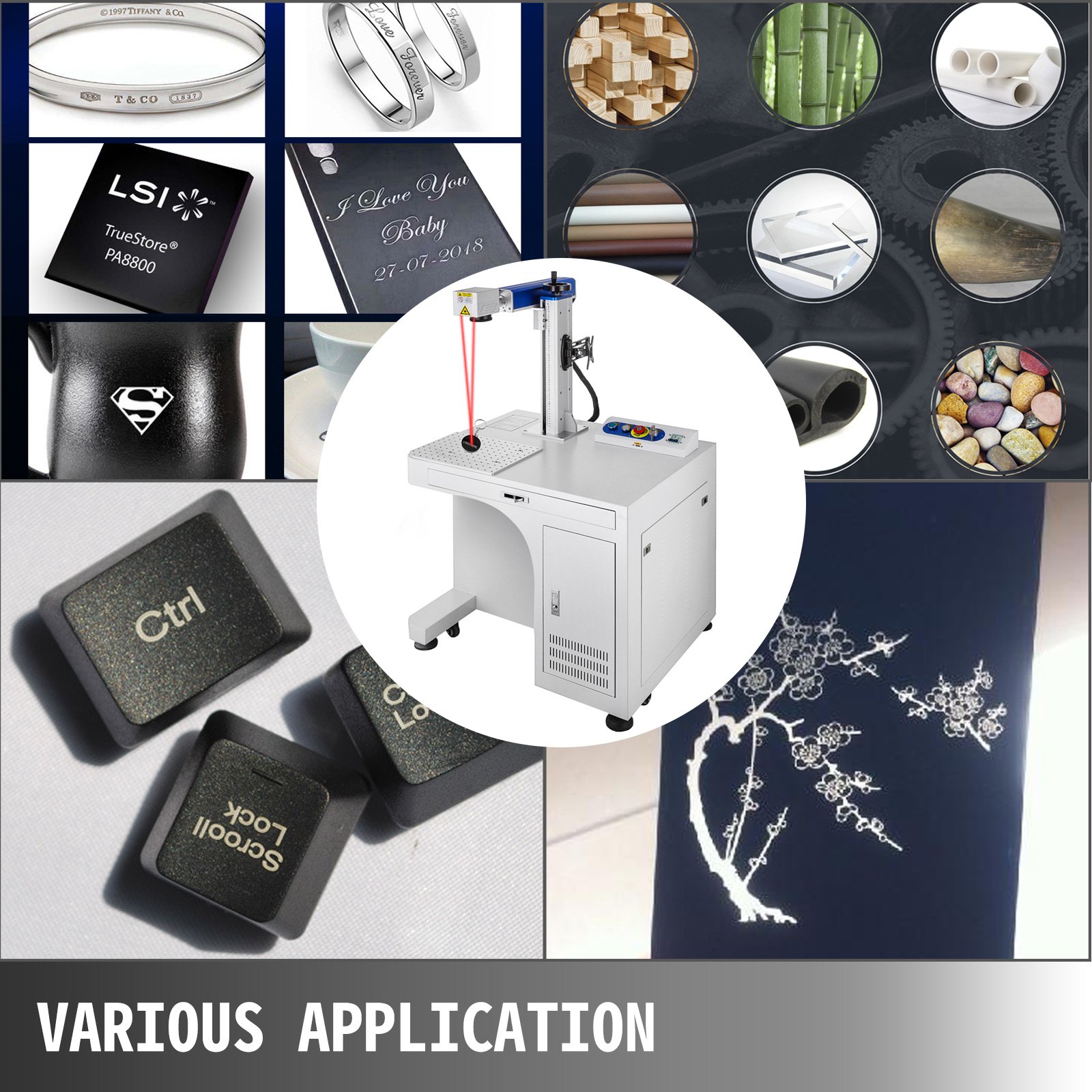 VEVOR Fiber Laser Marking Machine 30W Labeling Fiber Laser Device Roll Design Fiber Laser Marking Machine Laser Frequency 20-100KHz Marking Depth 0.01-0.5mm Accuracy 0.0001mm