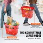 VEVOR Plastic Rolling Shopping Trolley Basket On Wheels 6PCS 39L with Handle Red