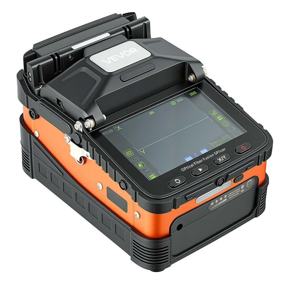 VEVOR glasvezellasser, 6 motoren, 0,5 µm kernuitlijning, fusielasser met VFL OPM voor SM MM DS NZDS, 8s lassen, 18s verwarmen, 5 inch LCD-display, 3-in-1 vezelhouder, 5200mAh