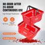 VEVOR Shopping Basket, Set of 12, 24L Durable Plastic Grocery Basket with Handle and Stand, 16.73 x 11.61 x 8.86 inch Portable Shop Basket Bulk Used for Retail Store Supermarket Grocery Shopping, Red