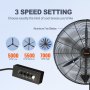 VEVOR Mist Fan, 24.2 inch Oscillating Waterproof Fan, 3 Speeds, 7000 CFM, Commercial or Residential Fan for Cooling Warehouse, Greenhouse, Workshop
