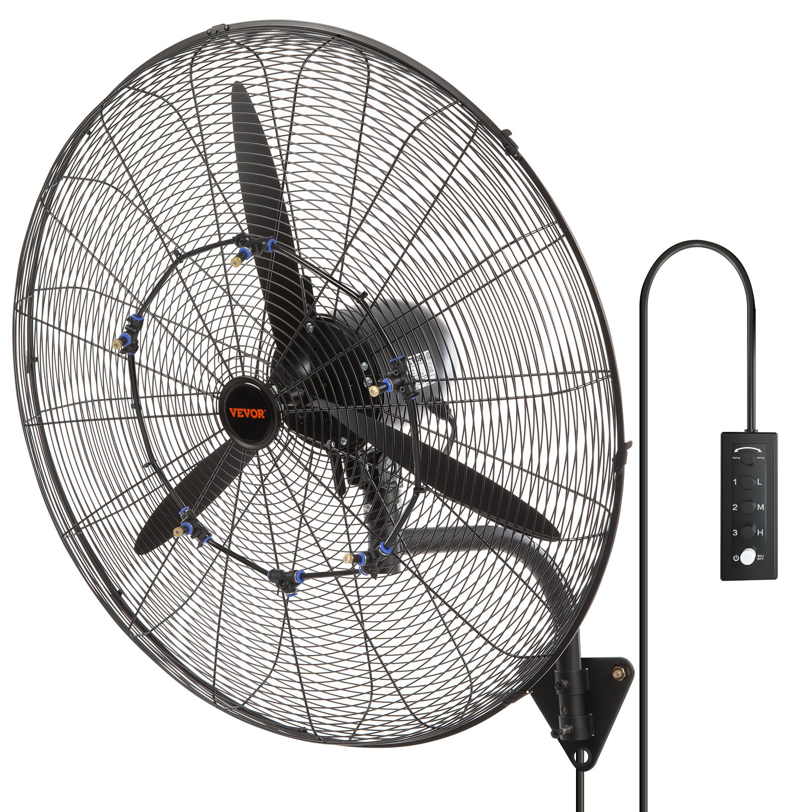 VEVOR Mist Fan, 74,9 cm waterdichte industriële ventilator, 3 snelheden, 9500 CFM, commerciële of residentiële ventilator voor het koelen van magazijnen, kassen en werkplaatsen