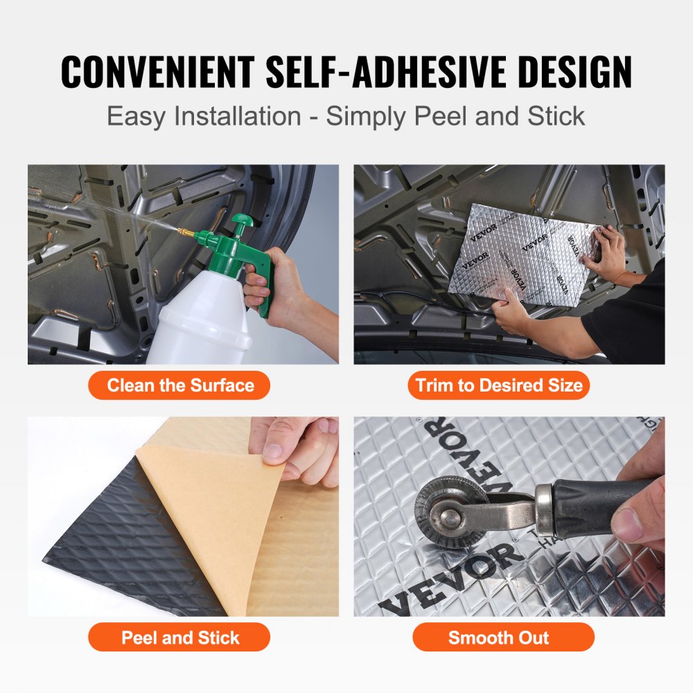 VEVOR 34-delige set isolatiematten voor auto's, 3,3 m², geluidswerende matten, 248,9 x 398,8 mm, voertuigisolatie, 80 mil (2 mm) dik, aluminiumfolie, geluidsisolerende mat, hittebestendig, geluidswering, akoestische isolatie, geluidsisolatie