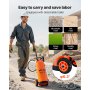 VEVOR Industrial Concrete Sprayer with Wheeled Cart, 3.5 Gallon Stainless Steel Sprayer, Heavy Duty Tri-Poxy Pump Sprayers, 20.5"Wand, 48" & 120"Hoses, 2 Brass Nozzles for Construction, Lawn & Garden