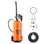 VEVOR Industrial Concrete Sprayer with Wheeled Cart, 3.5 Gallon Stainless Steel Sprayer, Heavy Duty Tri-Poxy Pump Sprayers, 20.5"Wand, 48" & 120"Hoses, 2 Brass Nozzles for Construction, Lawn & Garden