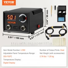 VEVOR Professional wood burner tool pyrography, pyrography set with dual pen & dual connection, pyrography machine set, pyrography station including digital display pyrography piston
