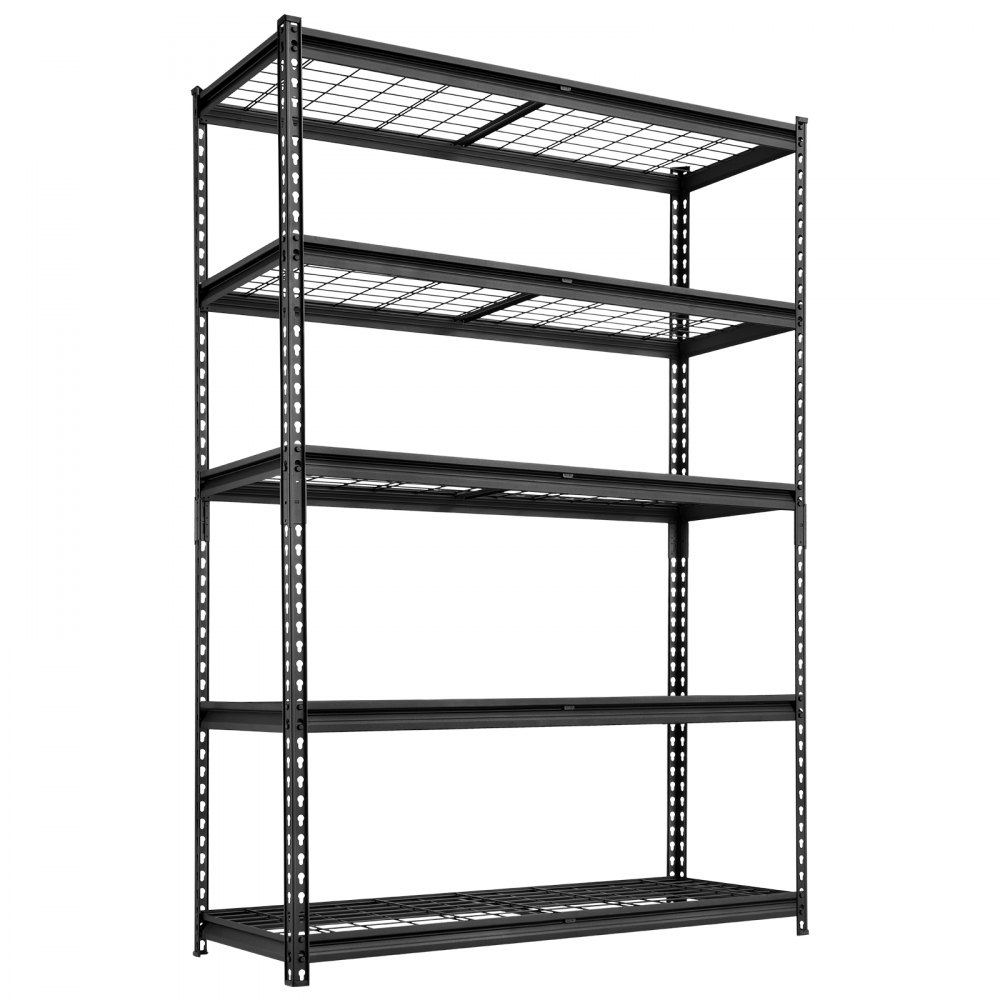 VEVOR 5-laags draadgaasstelling, 1219x450x1813mm, draagvermogen 1134kg, gaasstelling voor magazijn, garage, kelder en thuisgebruik, stalen frame, in hoogte verstelbare schappen, draadgaaspanelen, zwart