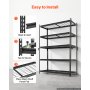 VEVOR 5-laags draadgaasstelling, 1219x450x1813mm, draagvermogen 1134kg, gaasstelling voor magazijn, garage, kelder en thuisgebruik, stalen frame, in hoogte verstelbare schappen, draadgaaspanelen, zwart