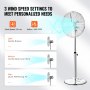 VEVOR Industrial Pedestal Fan, 16 Inch 75-Degree Oscillating Fan, Height Adjustable Standing Fans with 3 Adjustable Speeds, High Power Floor Fans for Bedroom, Living Room, Home, Office, Silver
