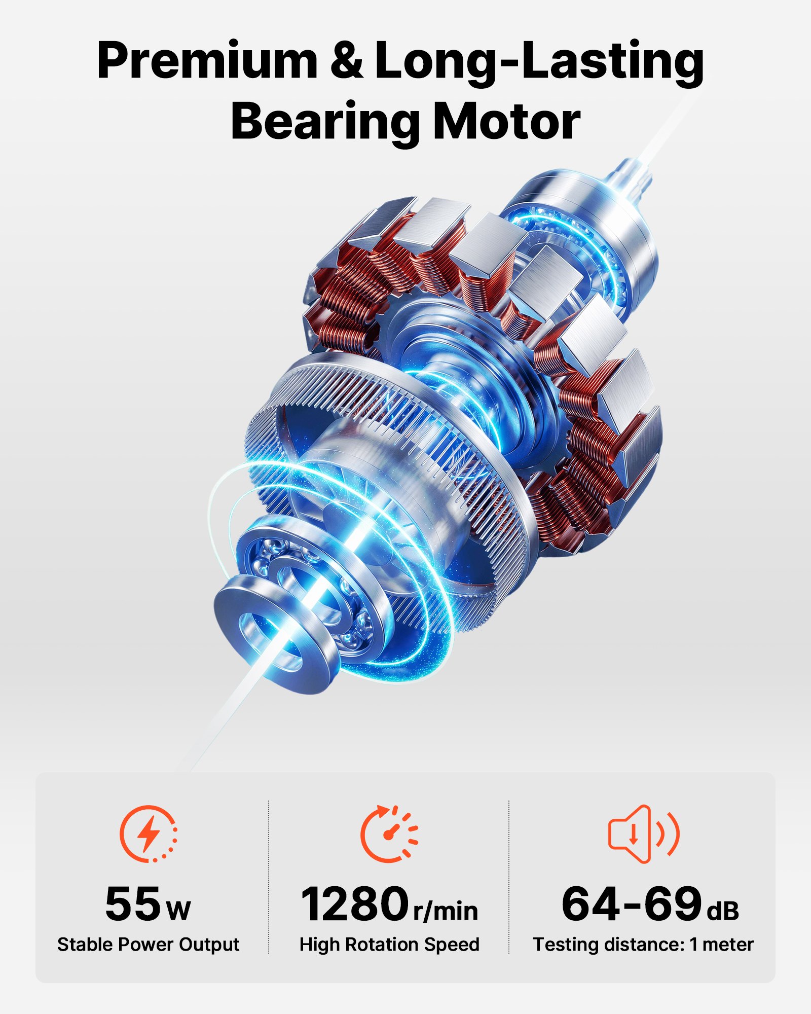 VEVOR Staande Ventilator φ44,5 cm, Industriële Ventilator met Handvat, 75° Oscillatie, In Hoogte Verstelbaar van 88,5 tot 123 cm, Metalen Ventilator, Geschikt voor Commercieel Gebruik, Garage, Werkplaats & Thuis, Zilver