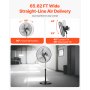 VEVOR Industrial Pedestal Fan, 20 Inch 90-Degree Oscillating Fan, Height Adjustable Standing Fans with 3 Adjustable Speeds, High Power Floor Fans for Bedroom, Living Room, Home, Office, Black