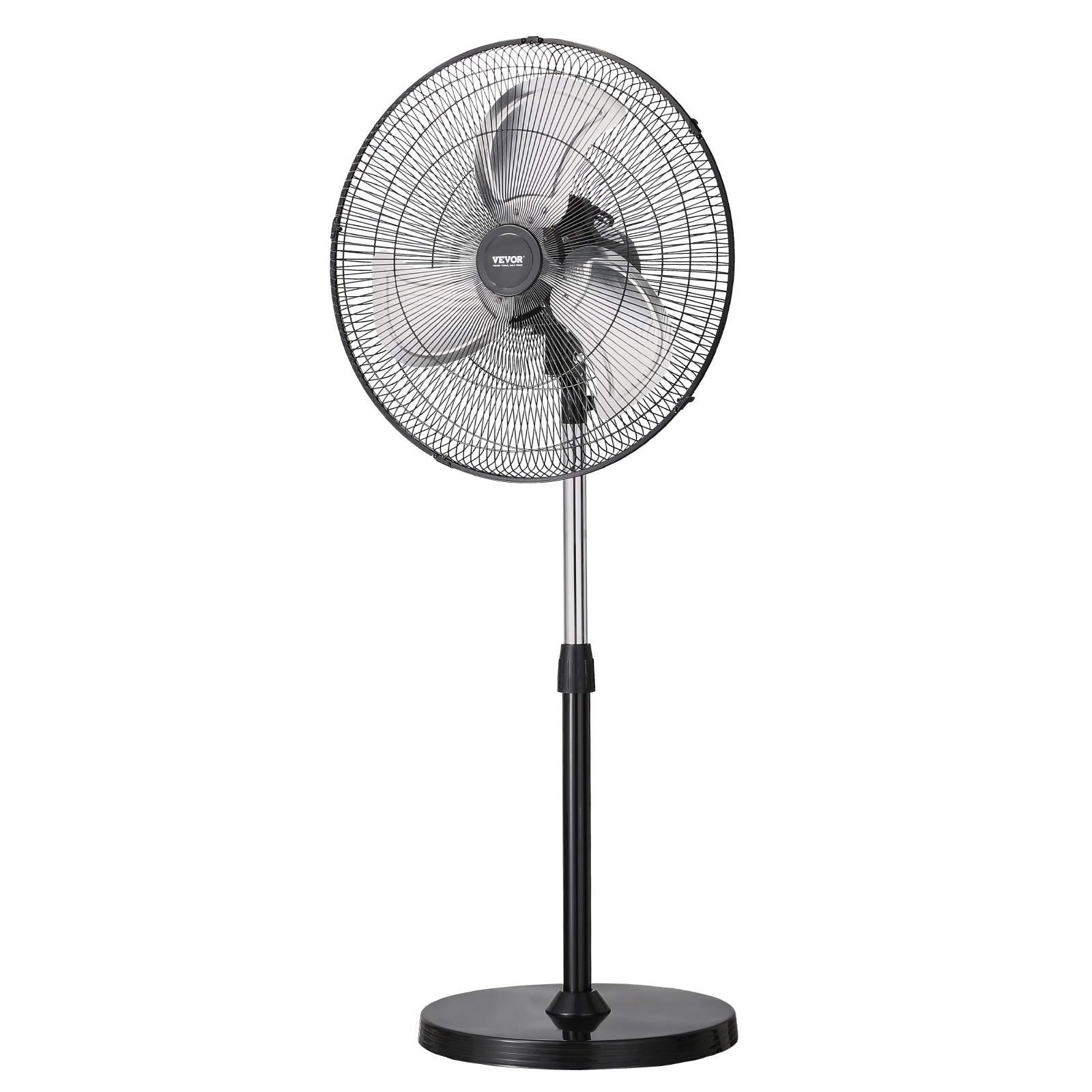 VEVOR Industrial Pedestal Fan, 20 Inch 90-Degree Oscillating Fan, Height Adjustable Standing Fans with 3 Adjustable Speeds, High Power Floor Fans for Bedroom, Living Room, Home, Office, Black