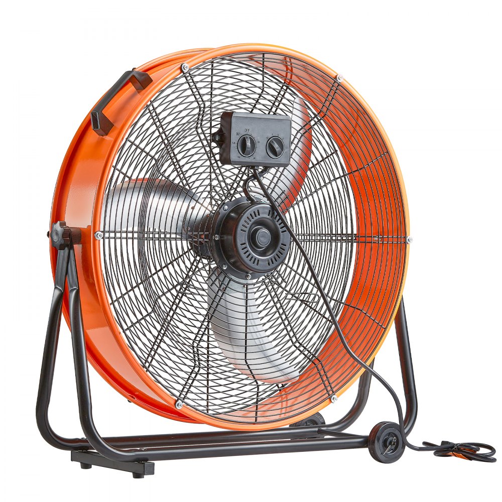 VEVOR Drum Fan, Staande ventilator, Zwaar commercieel gebruik, Traploze snelheid 8900CFM, 360° verstelbaar, Kantelbare industriële staande ventilator voor magazijn, werkplaats, fabriek