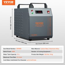 VEVOR Industrial Water Chiller, CW-3000, 80W Air Cooled Industrial Water Chiller Cooling System with 12L Water Tank Capacity, 12L/min Max. Flow Rate, for Laser Engraving Machine Cooling Machine