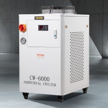 VEVOR Industrial Water Chiller, CW6000, 1500W Water Chiller Cooling System with Compressor, 15L Water Tank Capacity, 65L/min Max. Flow Rate, for CO2 Laser Engraving Machine Cooling Machine