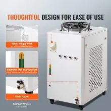 VEVOR industriële waterkoeler CW6000 1500W waterkoeler Koelsysteem met compressor 15L watertankcapaciteit 65L / min Max. stroomsnelheid voor CO2-lasergraveermachine Koelmachine