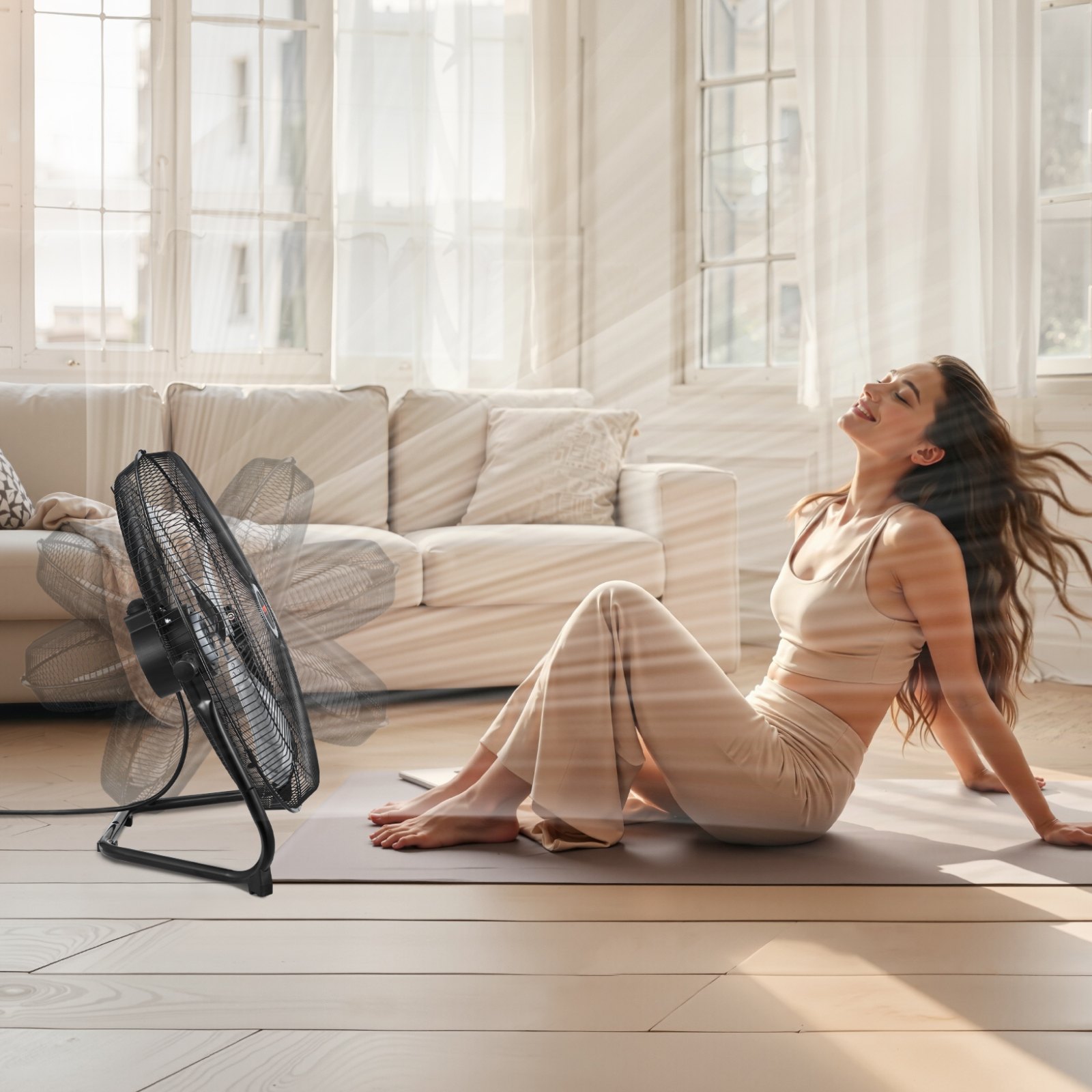 VEVOR Staande ventilator, 3-snelheden windmachine, 45 cm staande ventilator, 360° kantelbaar, 6 m/s luchtstroom, grote metalen ventilator, voor thuis, sportschool, kantoor, garage, winkel