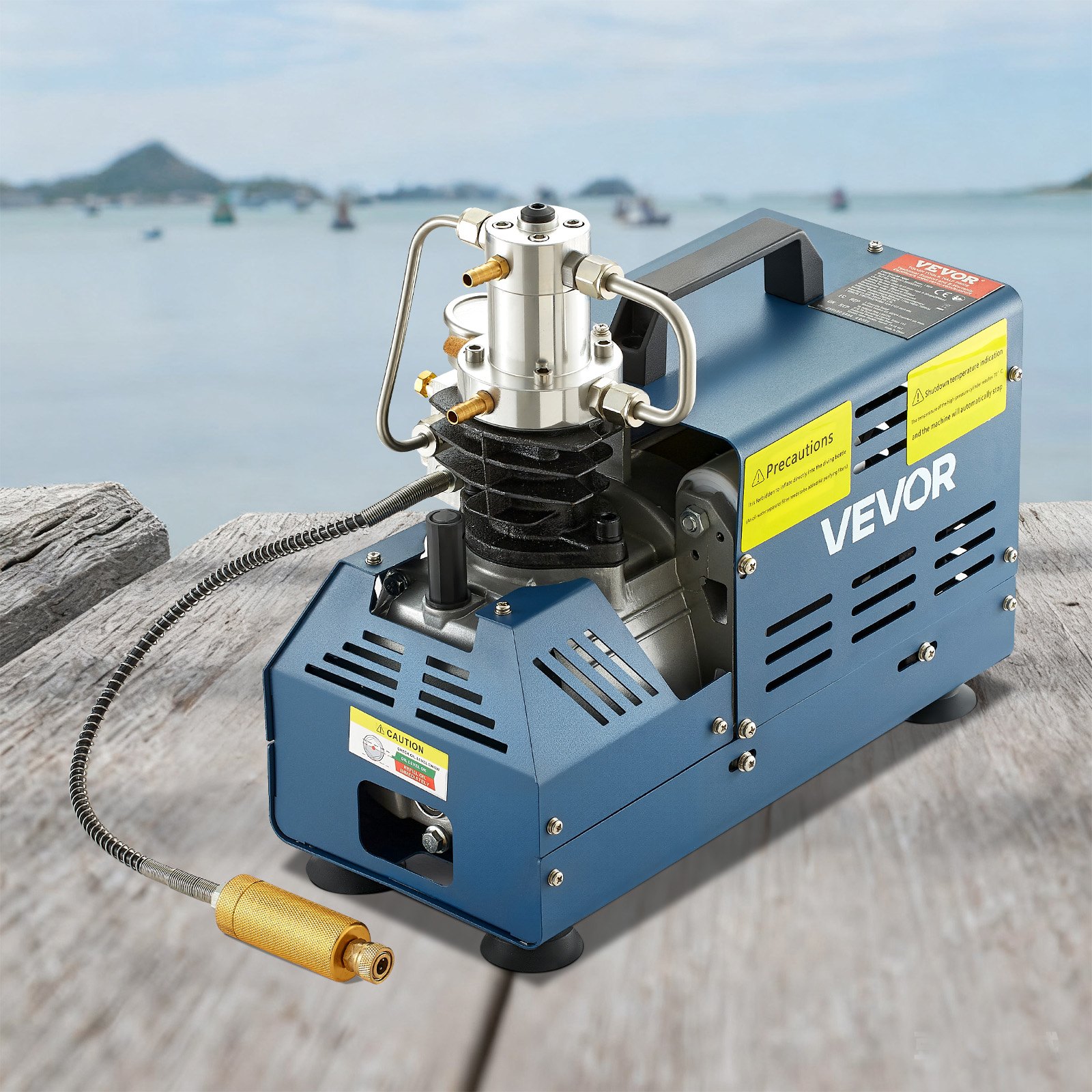 VEVOR Hogedrukcompressor, 4500 PSI/30 MPA/300 BAR Hogedrukluchtcompressor, 1800 W 220 V Handmatige stop Luchtbukscompressor Geschikt voor Paintball Luchtbuks, PCP-geweer, Luchtpistool, Duikfles