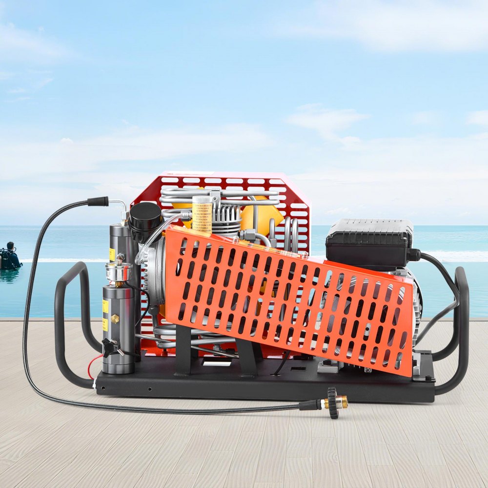 VEVOR PCP-luchtcompressor, 30 MPa, duikcompressor met 4 cilinders, 60 l/min ademluchtcompressor, ventilatorkoelsysteem, hogedrukluchtcompressor voor duikfles, paintball, PCP-luchtgeweer, brandbestrijding